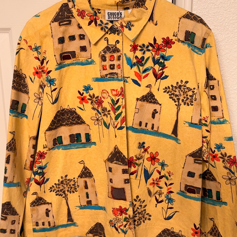 Chico 3 Beautiful Country living print on a Golden Rod color jacket
Vintage Boho
